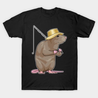 Rat at Fishing with Fishing rod T-Shirt